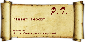 Pleser Teodor névjegykártya